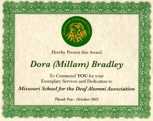 Picture of Dora (Milliam) Bradley Certificate